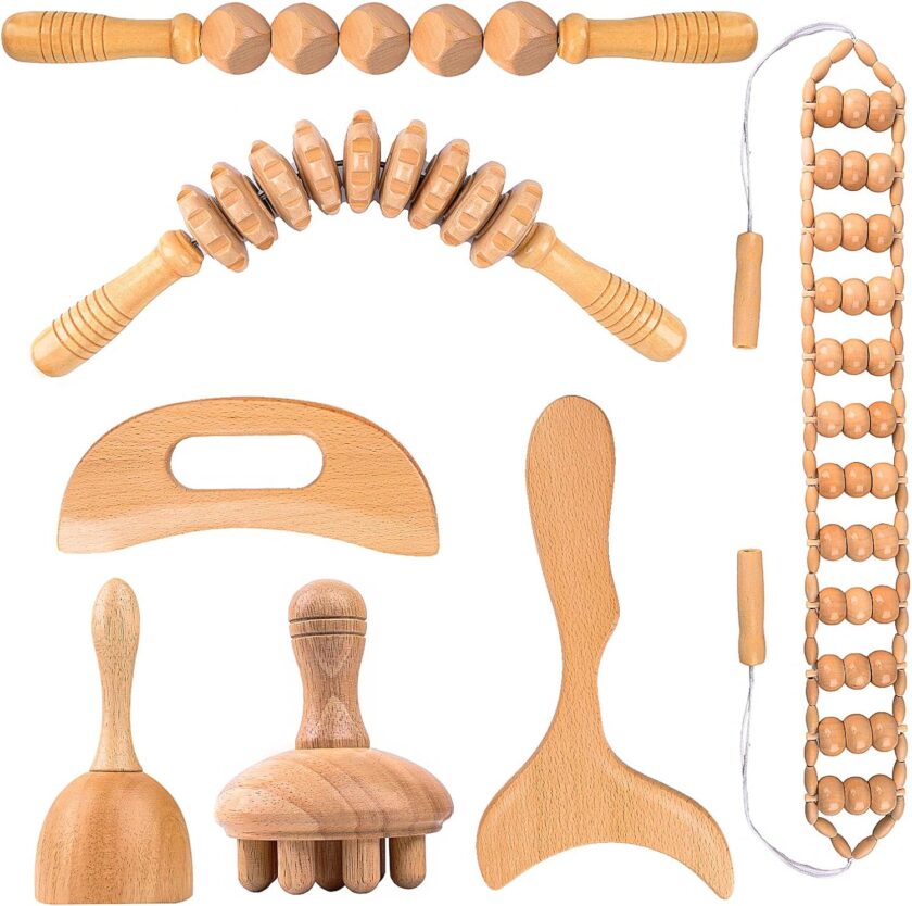 7-in-1 Wood Therapy Massage Tools for Body Sculpting & Lymphatic Drainage